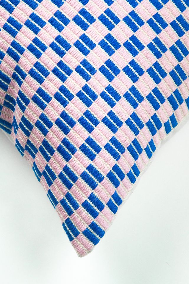 Archive New York Checkered Brocade Pillow #2