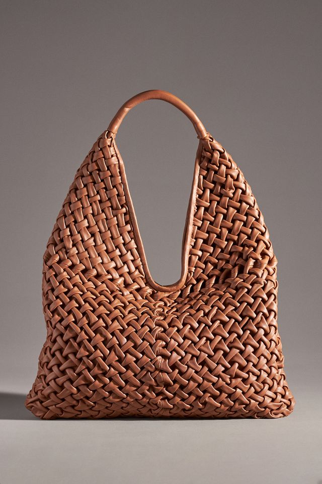 WOVEN LEATHER BAG - Brown