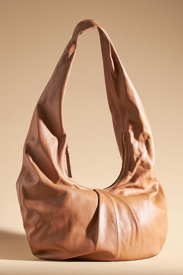 Small Tan Leather Hobo Bag - Slouchy Shoulder Purse