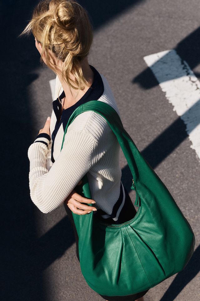 Green Leather Hobo Bag - Slouchy Leather Purse For Women