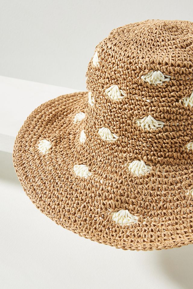 San Diego Hat Co. Dotted Straw Bucket Hat #3