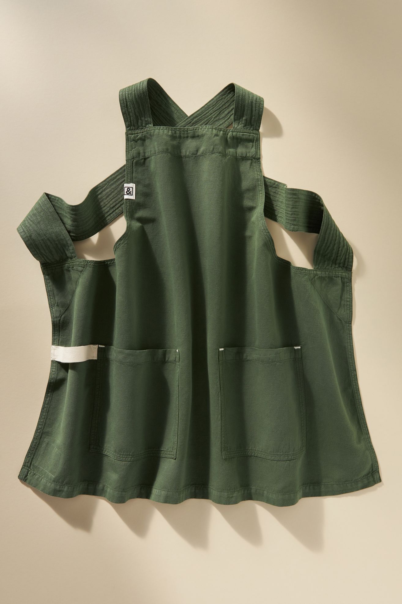 Hedley & Bennett Cotton-Linen Smock Apron - Dark Green, Standard, One Size