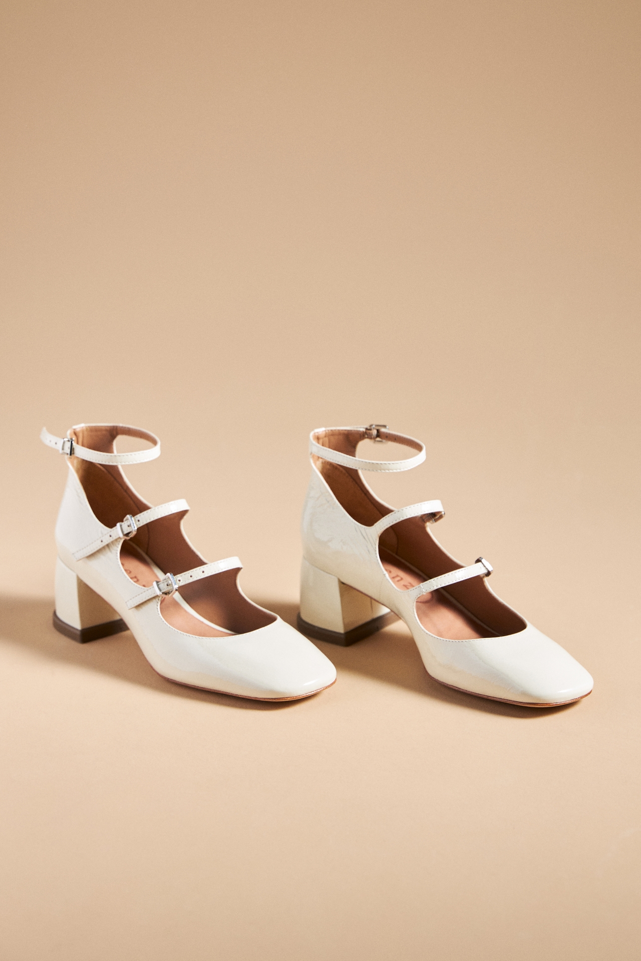 Vicenza Triple-Strap Mary Jane Heels