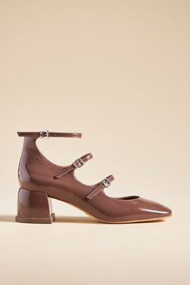 Vicenza Triple-Strap Leather Mary Jane Heels