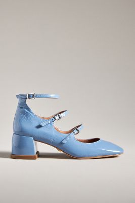 Vicenza Triple-strap Mary Jane Heels In Blue