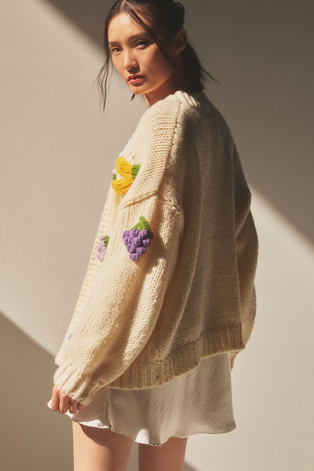 Pernille Rosenkilde Fruit Icon Knit Cardigan Sweater | Anthropologie
