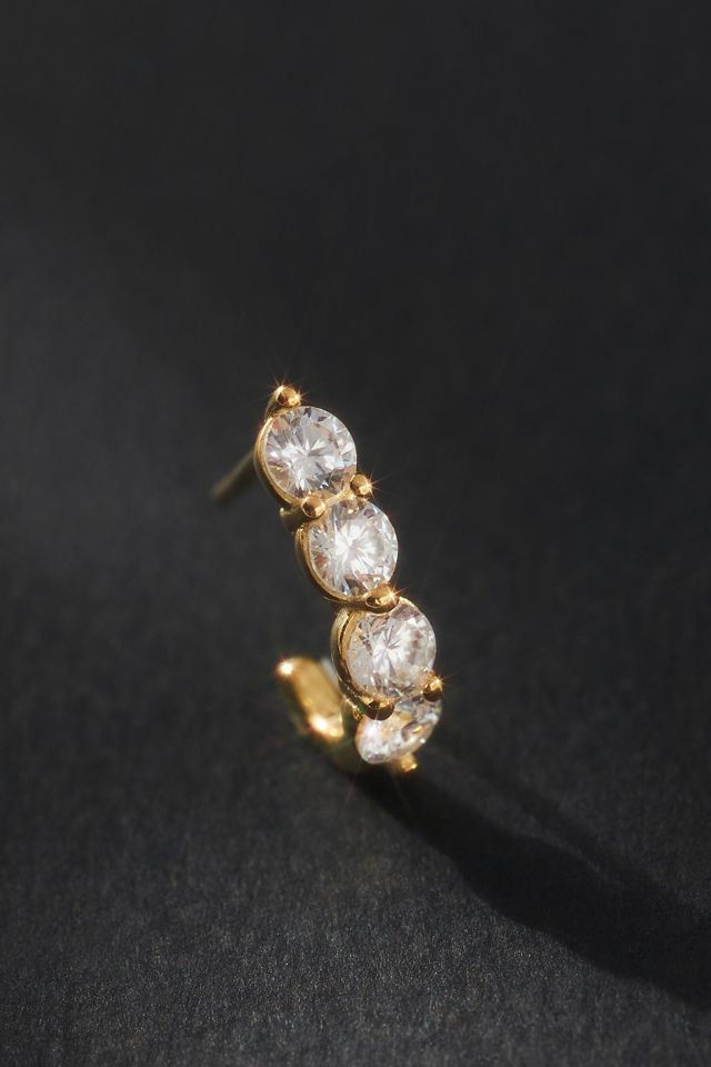 By Adina Eden Stacked Crystal Huggie Earrings #1
