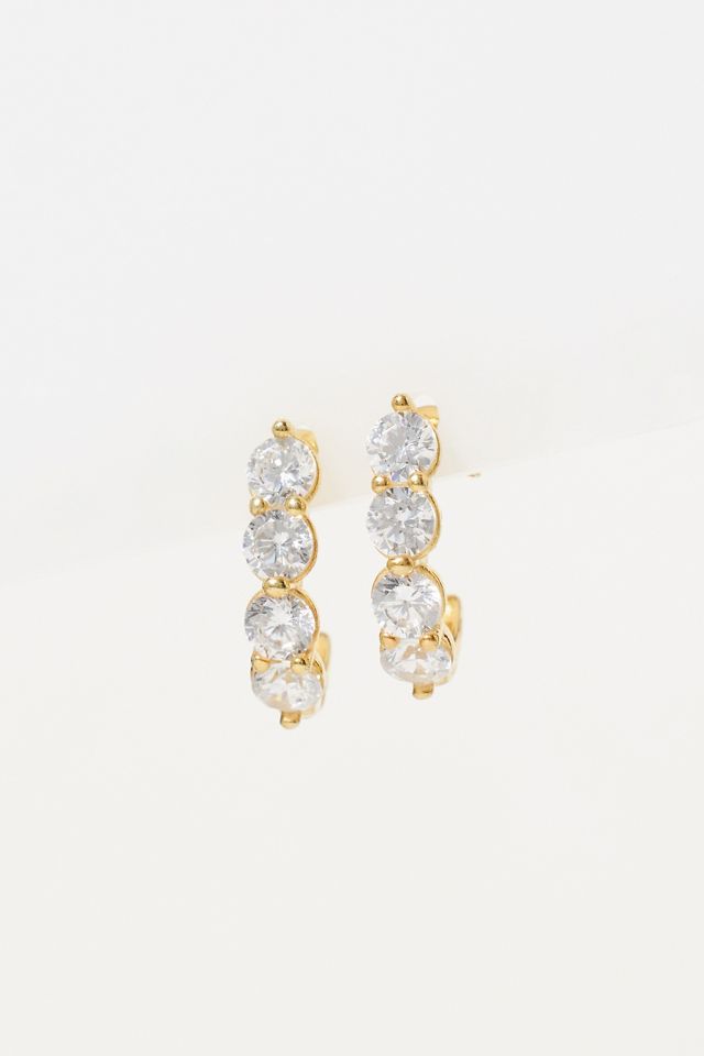 By Adina Eden Stacked Crystal Huggie Earrings #3