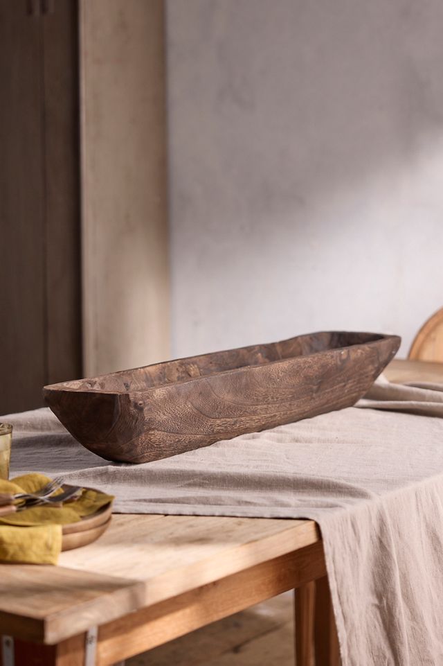 Carved Wood Trough Planter, Large #1