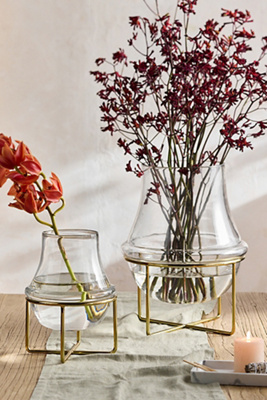 Glass Vase with Brass Stand