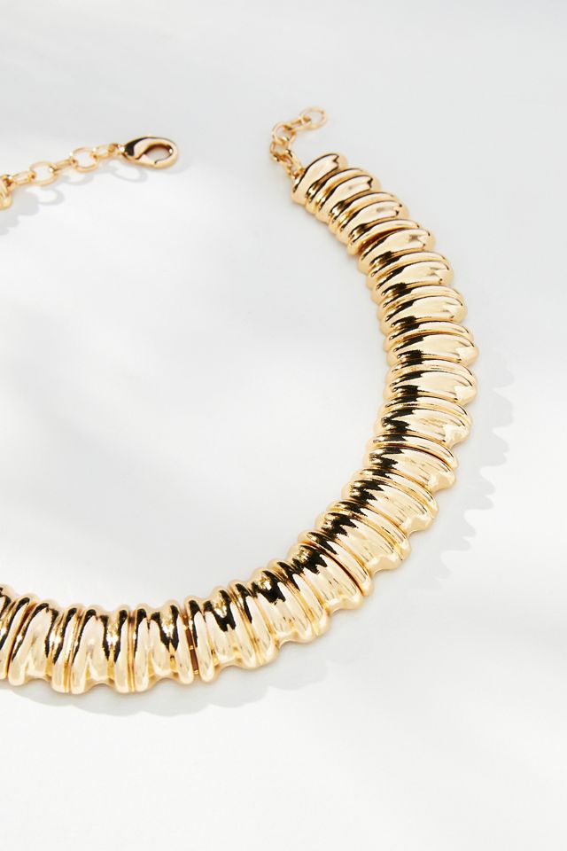 Chunky Ribbed Metal Necklace #2