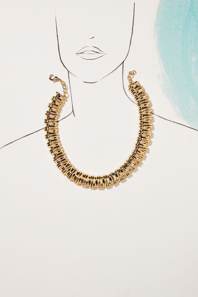Chunky Ribbed Metal Necklace #3