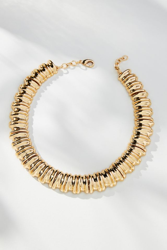 Chunky Ribbed Metal Necklace #1