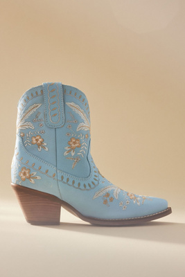 Dingo 1969 Primrose Leather Booties In Blue