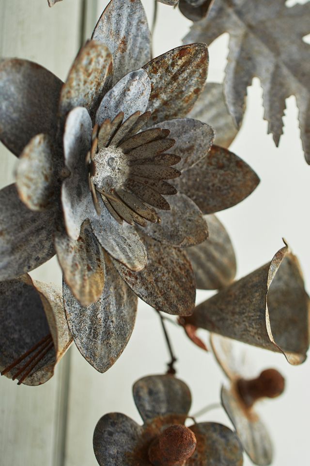Flower + Leaf Galvanized  Iron Garland #1