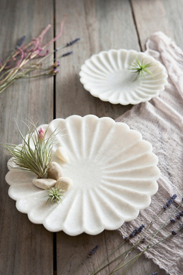 Scalloped Edge Marble Tray | Large