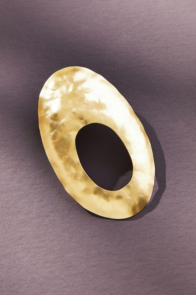 Hammered Metal Open Oval Drop Earrings #1