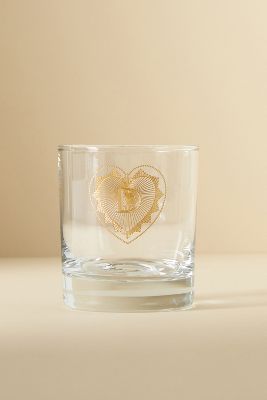 Anthropologie Charming Monogram Old Fashioned Glass In Transparent