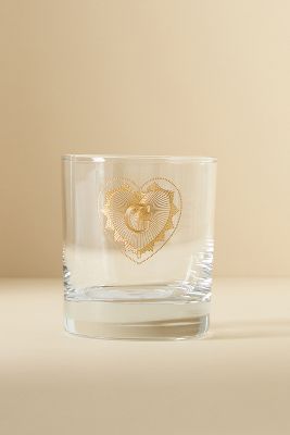 Anthropologie Charming Monogram Old Fashioned Glass
