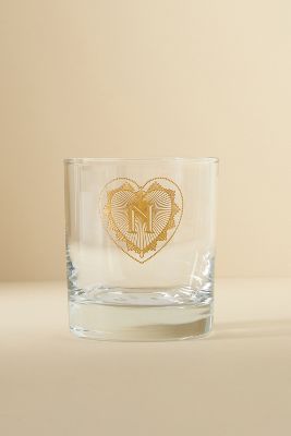 Anthropologie Charming Monogram Old Fashioned Glass