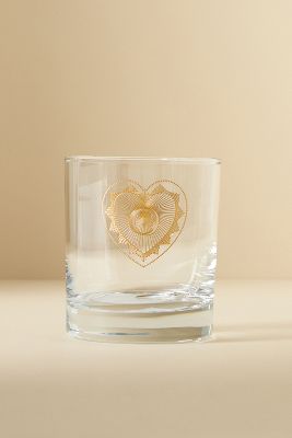 Anthropologie Charming Monogram Old Fashioned Glass In Gold