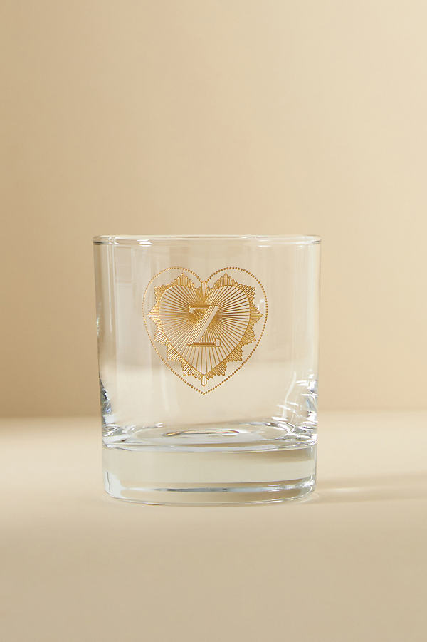 Anthropologie Charming Monogram Old Fashioned Glass In Transparent