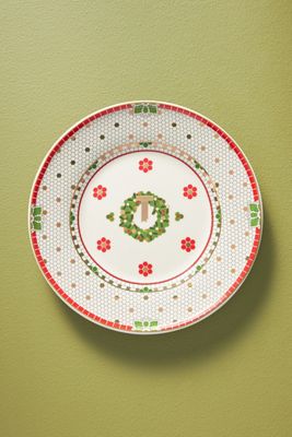 Bistro Tile Stoneware 24k Gold Accent Festive Dessert Plate