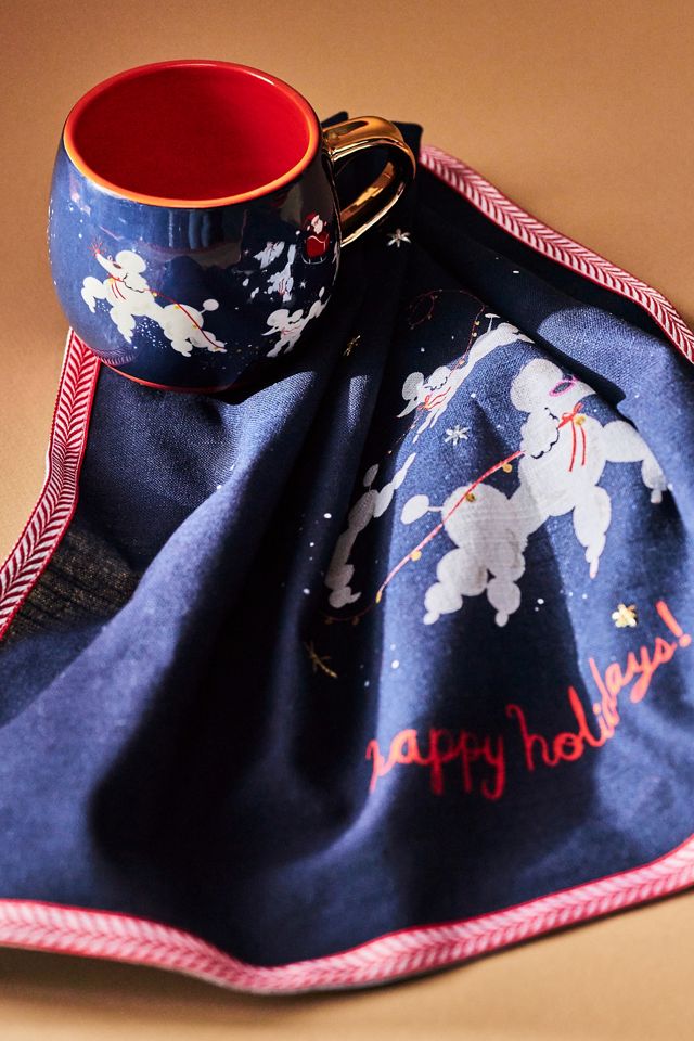 Louise Pretzel Dashing Poodles Holiday Mug #2