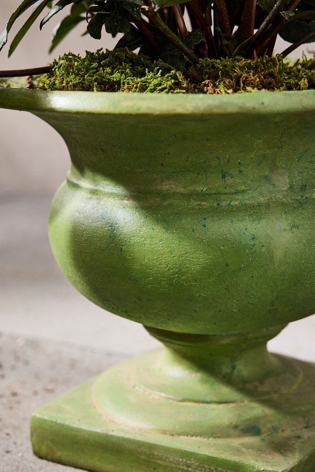 Green Cast Stone Urn #3