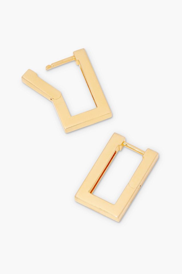 Brook & York Gold Modern Rectangle Hoops #1