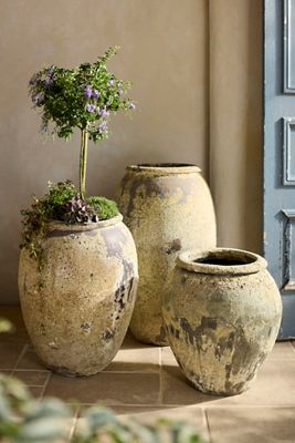 Textured Diamond Ceramic Planter, 6" | Terrain
