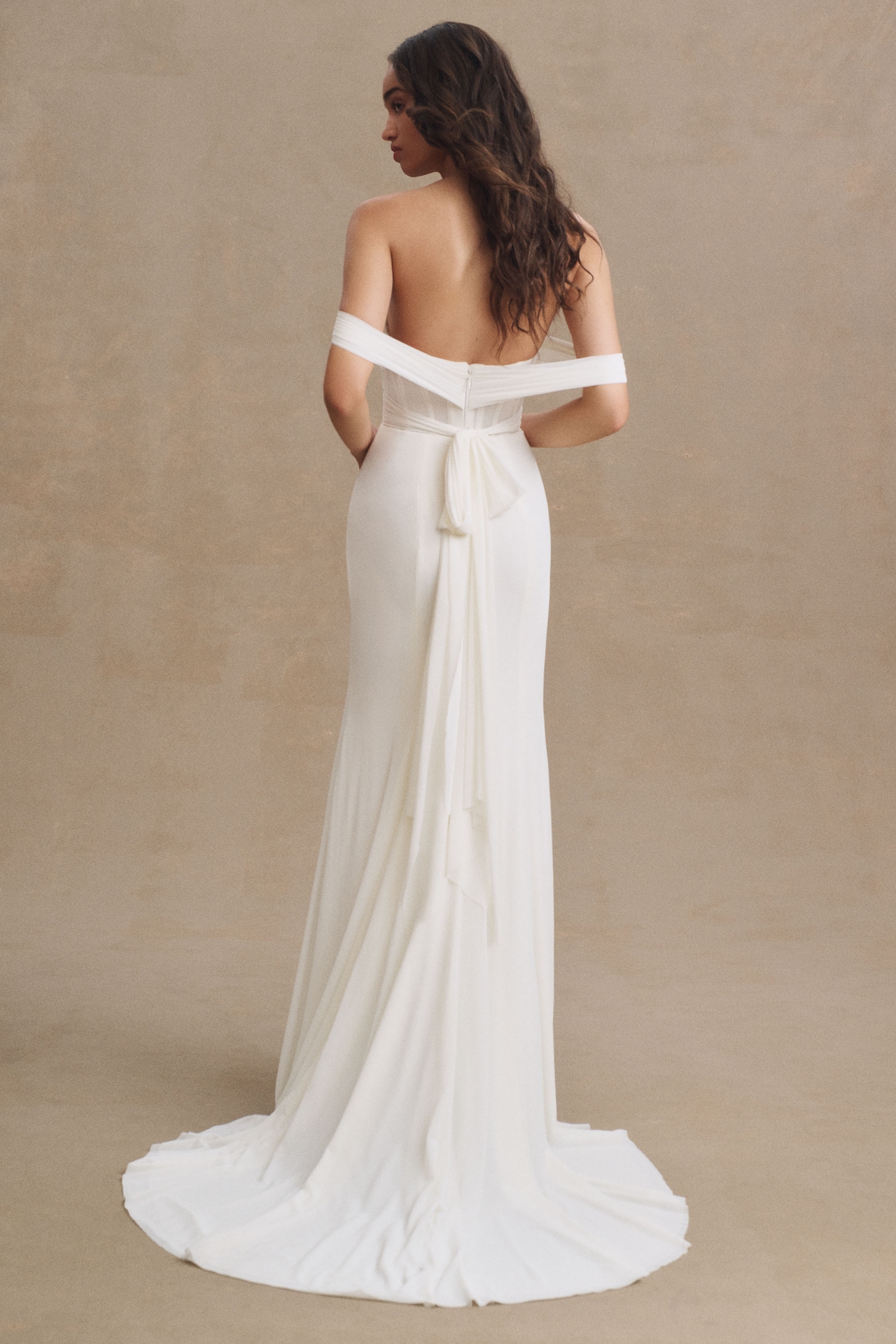 Wtoo by Watters Delyse Off-The-Shoulder Sweetheart Corset Column Wedding Gown