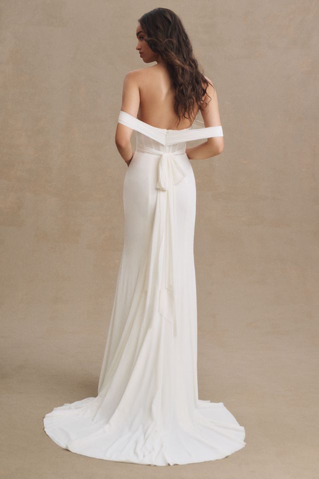 Wtoo by Watters Delyse Off-The-Shoulder Sweetheart Corset Column Wedding Gown #2