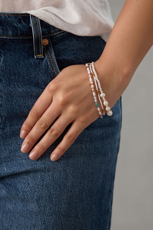 Pearl Beaded Anklets, Set of 3 #1