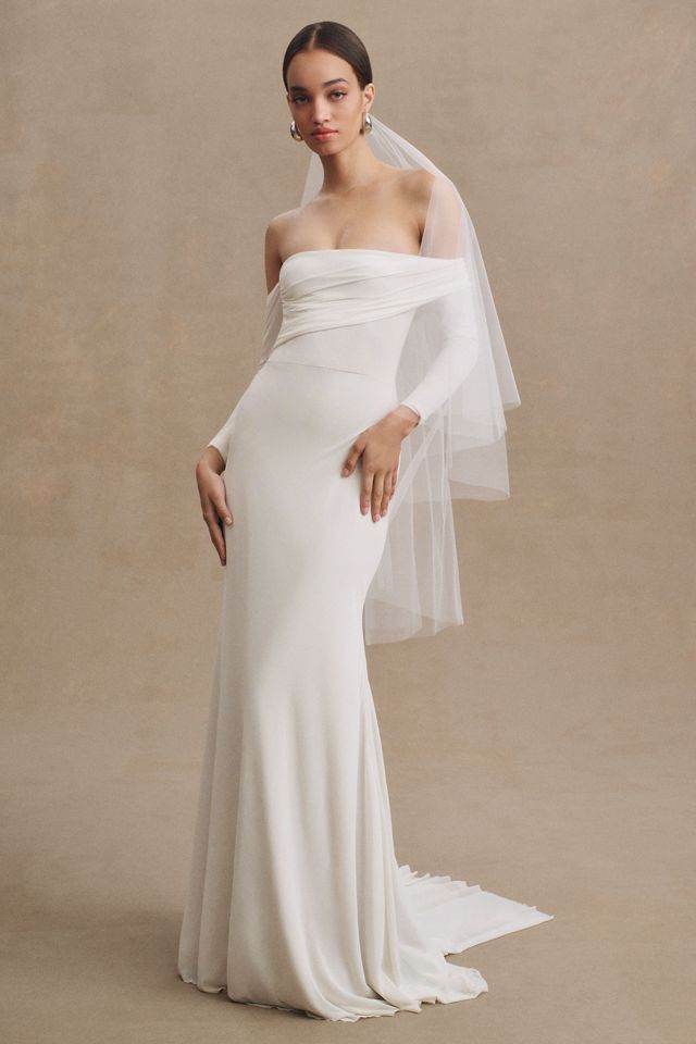 Wtoo by Watters Milligan Off-The-Shoulder Long-Sleeve Column Wedding ...