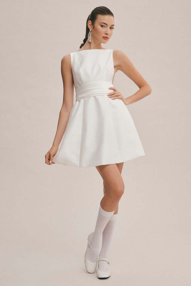 Watters Naya Sleeveless Bow Deep-V Back Mini Dress #1