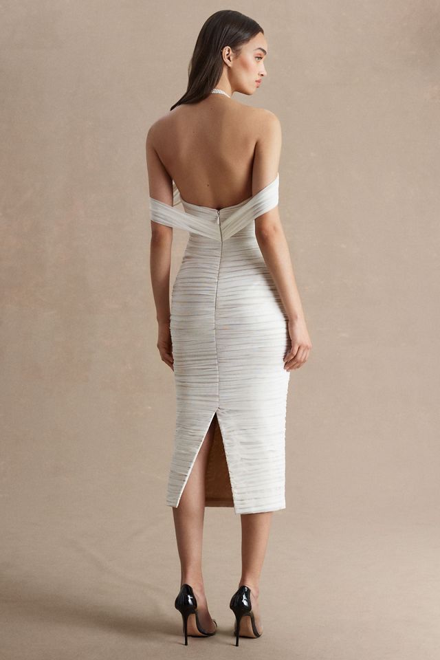 Watters Joanne Ruched Slim Off-The-Shoulder Midi Dress #2