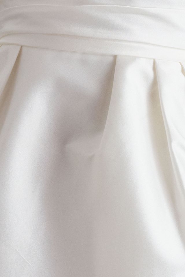 Watters Meringue Radiant Taffeta V-Neck Balloon-Sleeve Mini Dress #4