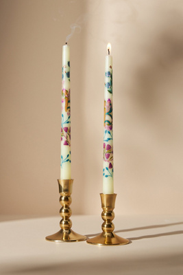 Venetian Handpainted Garden Taper Candles, Set of 2