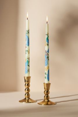 Anthropologie Marizia Metal Taper Candle Holder In Gold