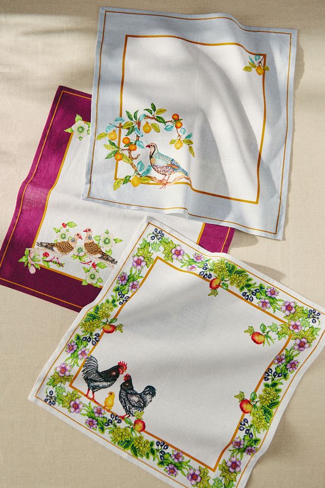 Twelve Days of Christmas Embroidered Cloth Napkins - Set of 12