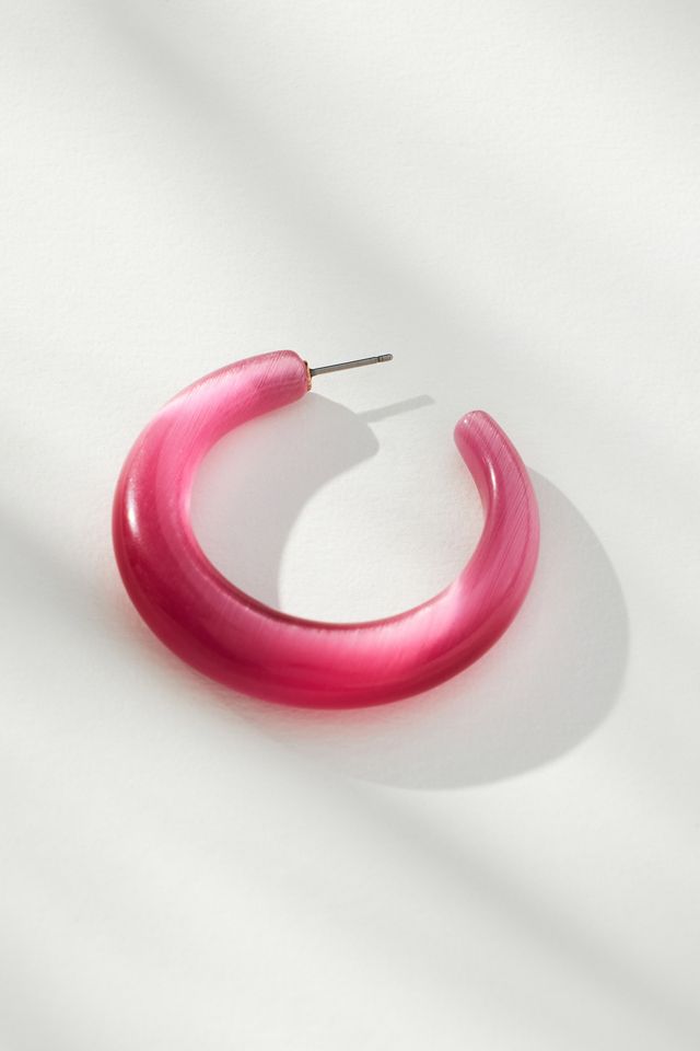 Cat's Eye Stone Hoop Earrings #4