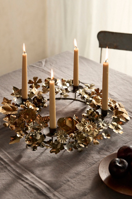 Floral Iron Wreath Candelabra