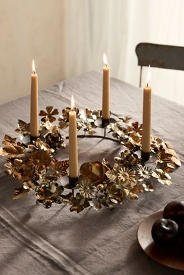 Floral Iron Wreath Candelabra