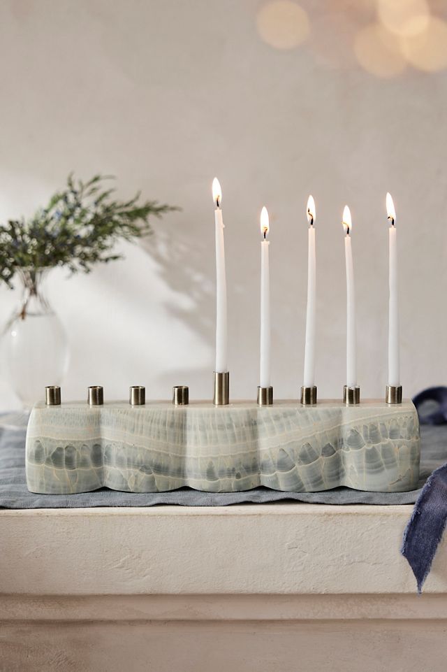 Blue Onyx Menorah