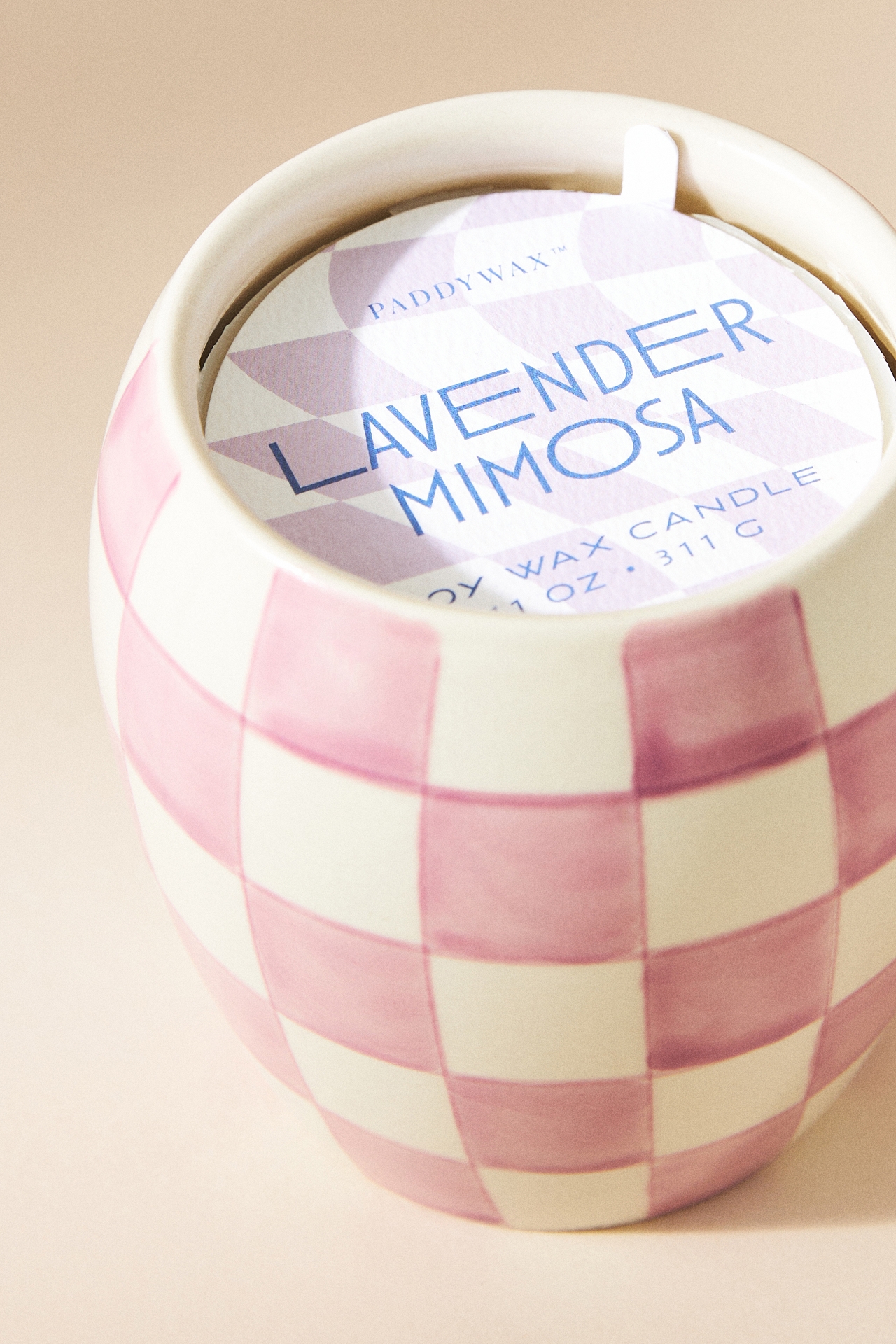 Paddywax Checkmate Lavender Mimosa Porcelain Jar Candle