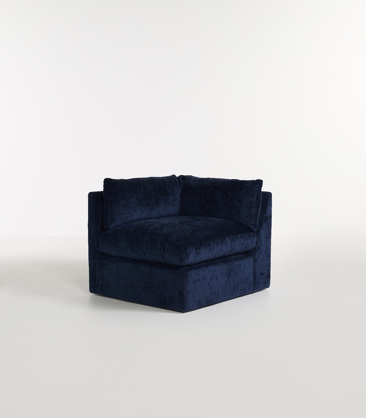 Milou Oxford Blue Chenille Modular One-Arm Left Chair