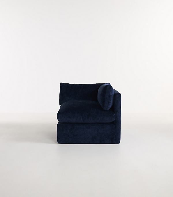 Anthropologie Milou Oxford Blue Chenille Modular One-arm Right Chair By  In Blue Size Right