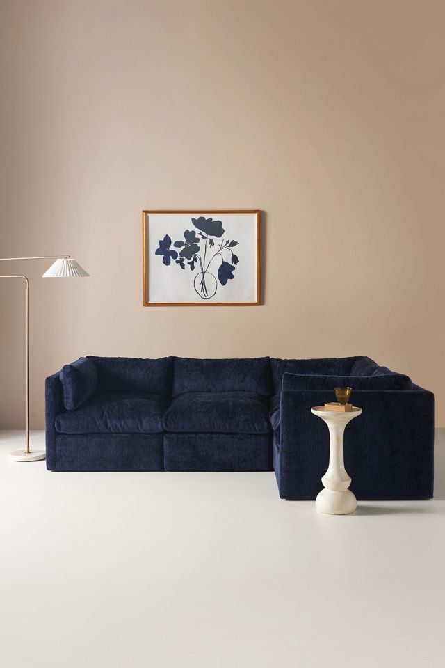 Milou Oxford Blue Chenille Modular Corner Chair #4