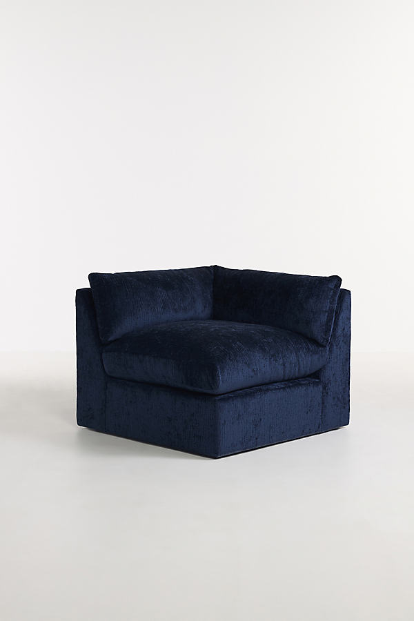 Anthropologie Milou Oxford Blue Chenille Modular Corner Chair